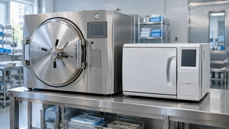 Steam and low-temperature sterilizers presented side by side.