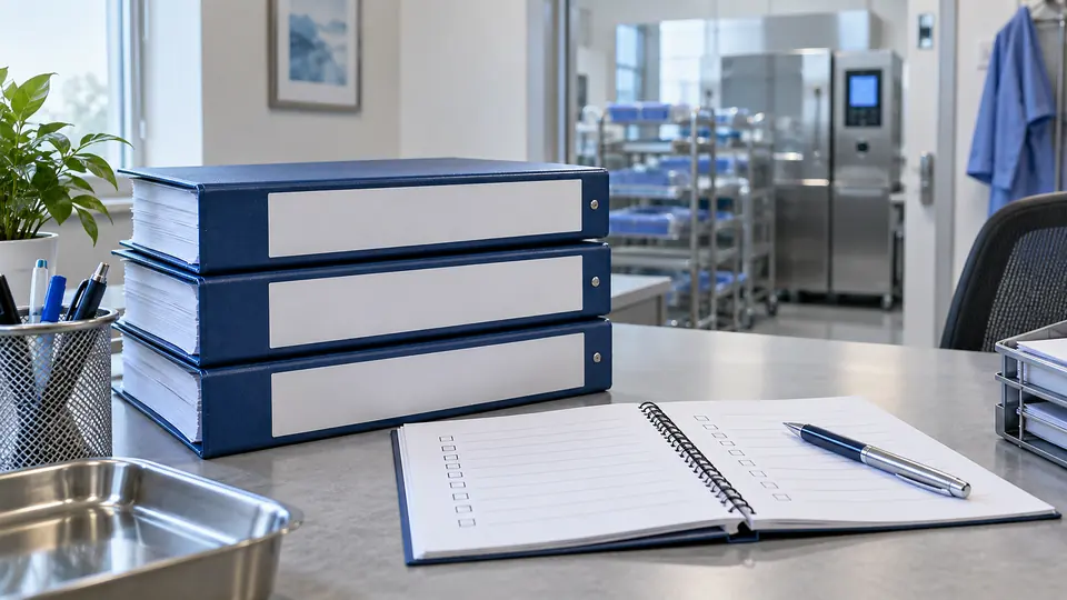 Policy binders and a checklist for sterile processing regulations and standards.